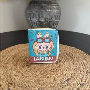 Labubu Small Zip Wallet Cartoon Character Vegan Leather Cute Compact